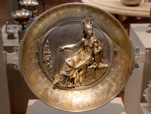 Athena bowl (150 BCE-100 BCE) from Hildesheim Silver Hoard at Altes Museum. Berlin, Germany.