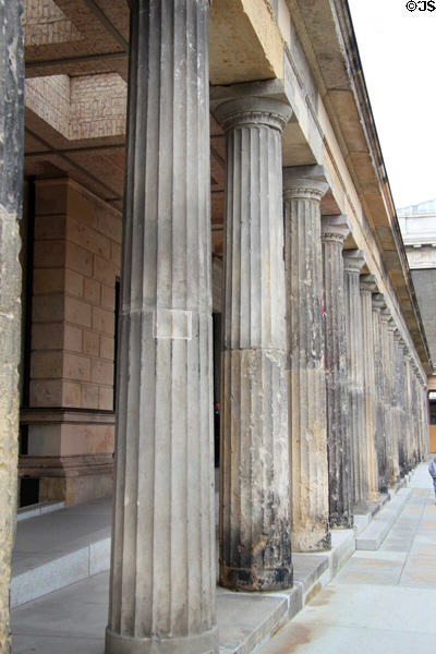 Salvaged war damaged columns at Neues Museum. Berlin, Germany.