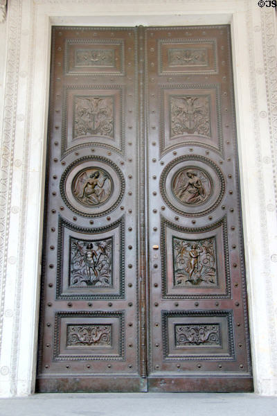 Bronze doors with angels at Neues Museum. Berlin, Germany.