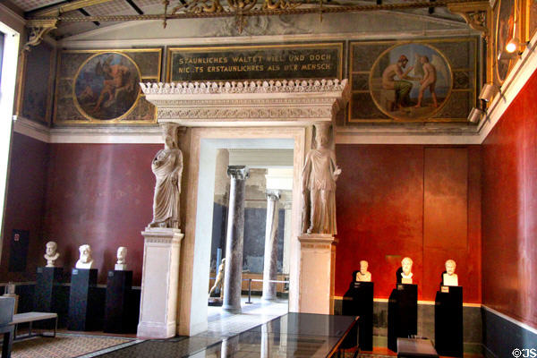 Gallery with busts of Greek poets & philosophers at Neues Museum. Berlin, Germany.