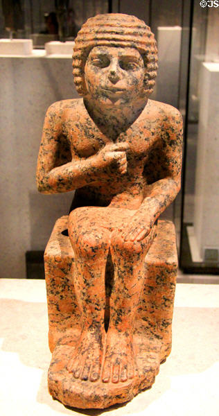 Egyptian granite carving of district governor Methen (c2600 BCE) (Old Kingdom, 4th Dynasty) from Saqqara at Neues Museum. Berlin, Germany.