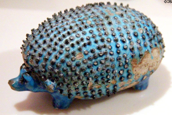 Egyptian ceramic figurine of hedgehog (c1800 BCE) (Middle Kingdom, 12th Dynasty) at Neues Museum. Berlin, Germany.