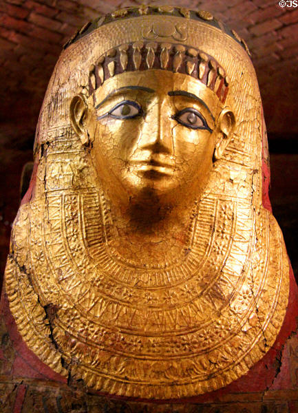 Egyptian mummy mask (c525-404) (Late Period, 27th Dynasty) at Neues Museum. Berlin, Germany.