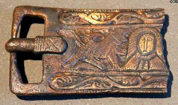 Bronze buckle with male portrait (late 6thC or early 7thC) from southern France or Spain at Neues Museum. Berlin, Germany.