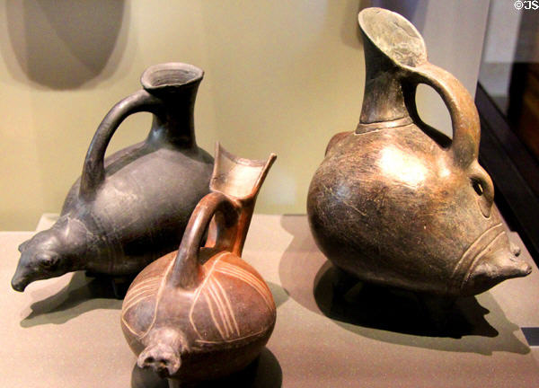 Zoomorphic ceramic vessels (2600-1700 BCE) at Neues Museum. Berlin, Germany.