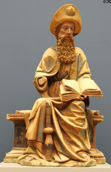 Apostle James the Greater stone carving (15thC) from southern France or Spain at Bode Museum. Berlin, Germany.