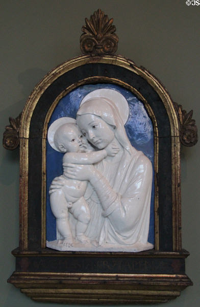 Virgin & Child ceramic (c1475) by Andrea della Robbia of Florence at Bode Museum. Berlin, Germany.