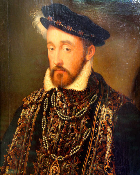 Henri II, King of France portrait (1555) by François Clouet school at Bode Museum. Berlin, Germany.