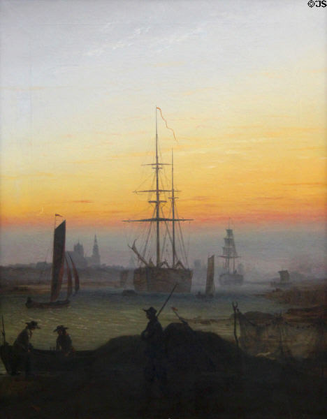 Greifswald Harbor painting (1818-20) by Caspar David Friedrich at Alte Nationalgalerie. Berlin, Germany.