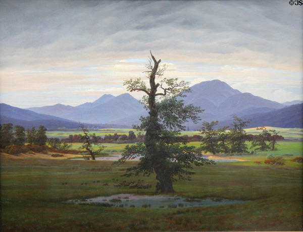 Solitary Tree painting (1822) by Caspar David Friedrich at Alte Nationalgalerie. Berlin, Germany.