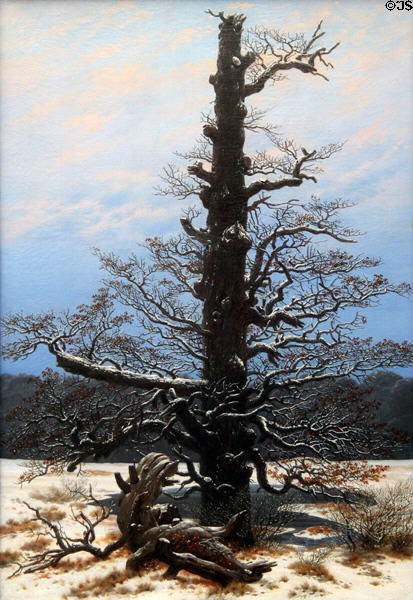 Oak Tree in Snow painting (1829) by Caspar David Friedrich at Alte Nationalgalerie. Berlin, Germany.