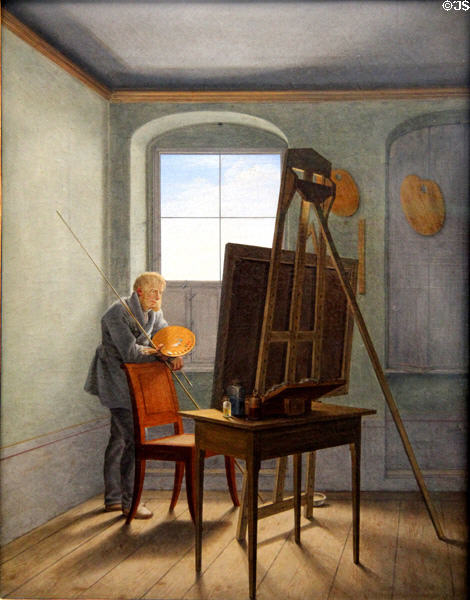 Caspar David Friedrich in his Studio painting (1812) by Georg Friedrich Kerting at Alte Nationalgalerie. Berlin, Germany.
