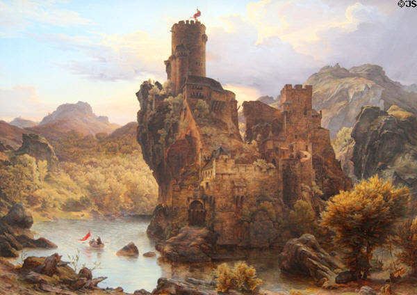 Knight's castle painting (1828) by Karl Friedrich Lessing at Alte Nationalgalerie. Berlin, Germany.