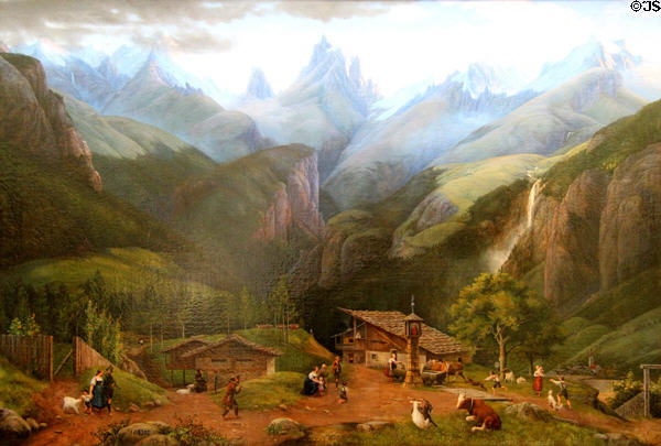 Ave Maria, Evening at Tirol Mountains painting (1827) by Ernst Ferdinand Oehme at Alte Nationalgalerie. Berlin, Germany.
