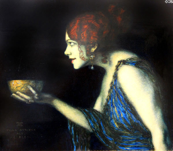 Tilla Durieux as Circe painting (c1913) by Franz von Stuck at Alte Nationalgalerie. Berlin, Germany.