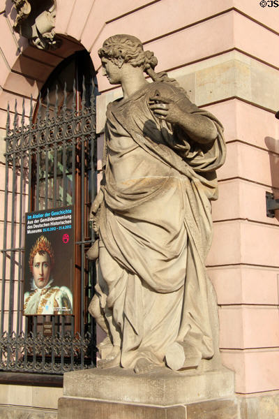 Neoclassical sculpture at exterior of German Historical Museum. Berlin, Germany.