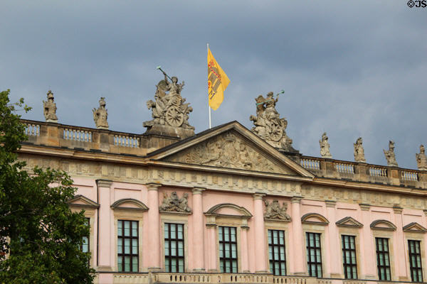 Military-themed statues atop German Historical Museum. Berlin, Germany.