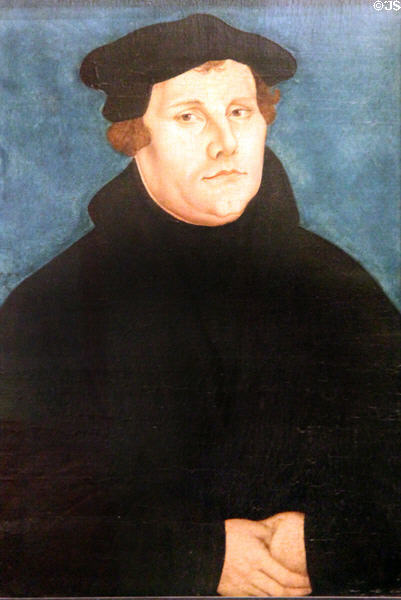 Martin Luther painting (1529) by Lucas Cranach the Elder from Wittenberg at German Historical Museum. Berlin, Germany.