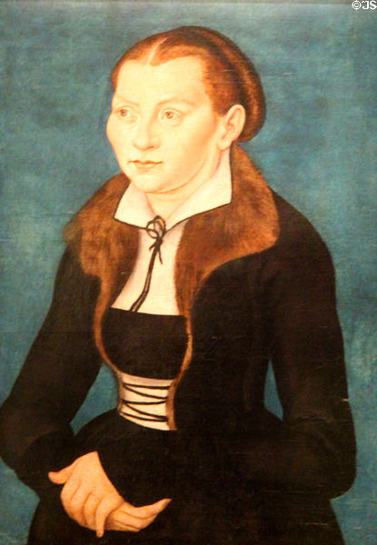 Katharina von Bora, wife of Martin Luther painting (c1529) by Lucas Cranach the Elder from Wittenberg at German Historical Museum. Berlin, Germany.