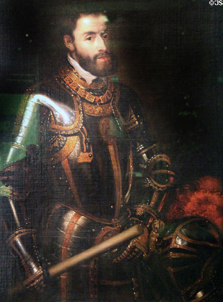 Holy Roman Emperor Charles V painting (after 1603) by Tiziano Vecellio then school of Peter Paul Rubens of Antwerp at German Historical Museum. Berlin, Germany.