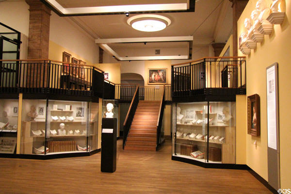 Gallery of 17thC busts & books at German Historical Museum. Berlin, Germany.