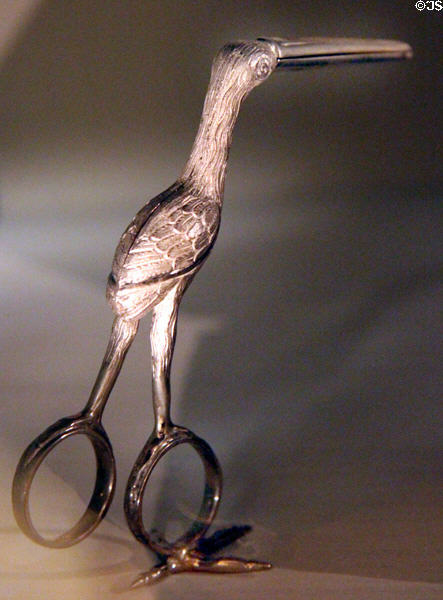 Silver sugar tongs in form of stork (1793-5) by Samuel Bardet of Augsburg at German Historical Museum. Berlin, Germany.