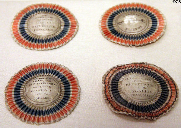Rosettes with slogans from the French Revolution (c1792) at German Historical Museum. Berlin, Germany.