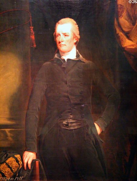 Portrait of British Prime Minister William Pitt Jr. who led fight against Napoleon (after 1805) by John Hoppner at German Historical Museum. Berlin, Germany.