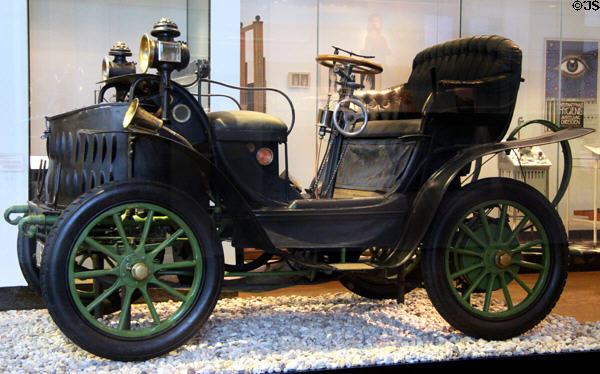 Mauer Union of Nuremburg "Doktorwagen" automobile with facing seats (1899) designed to serve medical doctors at German Historical Museum. Berlin, Germany.