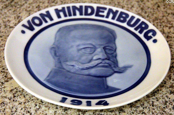 Commemorative plate with portrait of General Paul von Hindenburg (1914) by Max Dasio for Rosenthal Porcelain at German Historical Museum. Berlin, Germany.