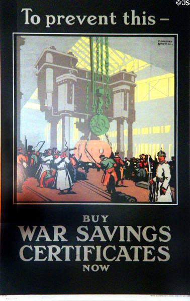 British War Savings poster (1914-8) showing Germans using slave labor by F. Gregory Brown at German Historical Museum. Berlin, Germany.