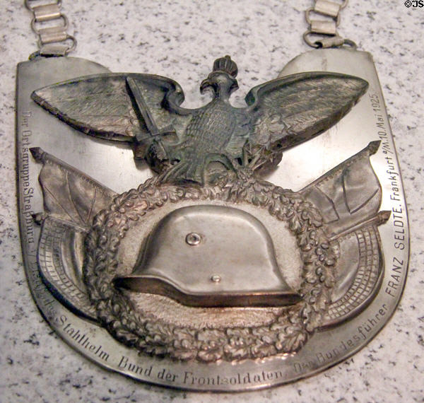 Shield of Steel Helmet (Stahlhelm) organization of ex-WWI German soldiers (1925) at German Historical Museum. Berlin, Germany.