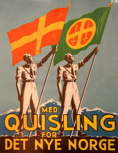 Ad poster (1941) for Norwegian youth group "Hird" under Quisling who sold out Norway at German Historical Museum. Berlin, Germany.