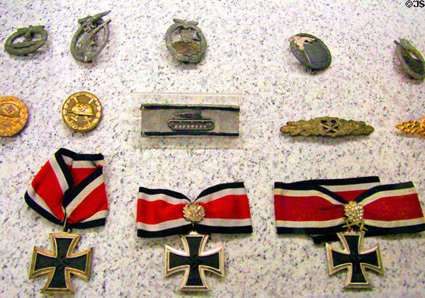Collection of WWII German military medals at German Historical Museum. Berlin, Germany.