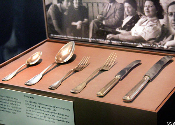 Limit of used silverware that Jewish refugees were allowed to take out of Germany at Jewish Museum Berlin. Berlin, Germany.