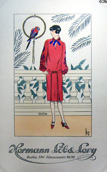 Fashion lithograph (1926) by Alice Neumann for Berlin Jewish business at Jewish Museum Berlin. Berlin, Germany.
