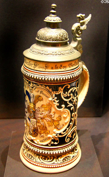 Beer stein of Jewish fraternity at Jewish Museum Berlin. Berlin, Germany.