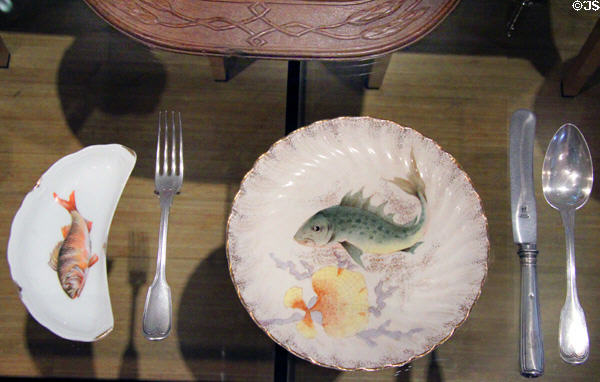 Fish plates from Shabbat setting at Jewish Museum Berlin. Berlin, Germany.