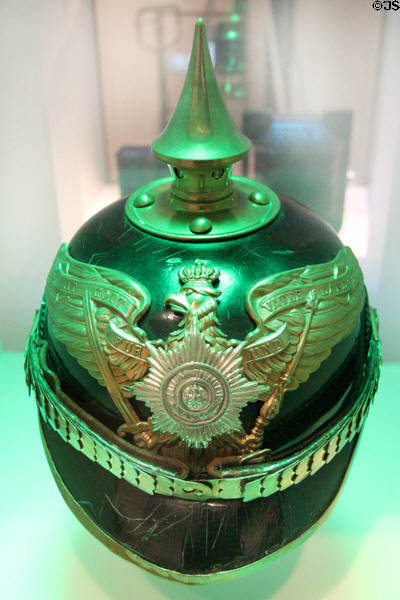 Army helmet from King Augustus Guard (c1897) issued to Jewish soldier at Jewish Museum Berlin. Berlin, Germany.