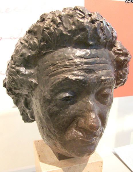 Bust of Albert Einstein (1925) by Harald Isenstein at Jewish Museum Berlin. Berlin, Germany.