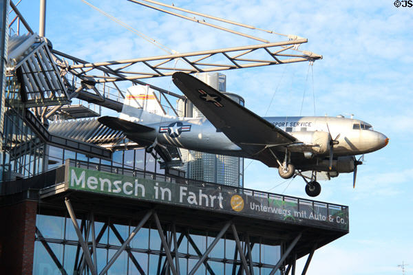 German Museum of Technology with suspended US Air Force Douglas C-47B transport plane used during 1948 Berlin Airlift which USSR blockaded city. Berlin, Germany.