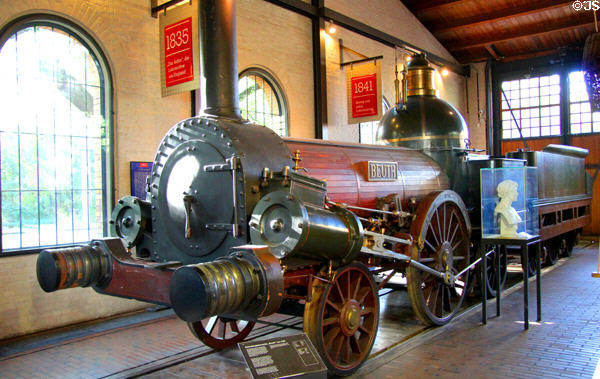 Steam locomotive "Beuth" (1842) by Borsig of Berlin at German Museum of Technology. Berlin, Germany.