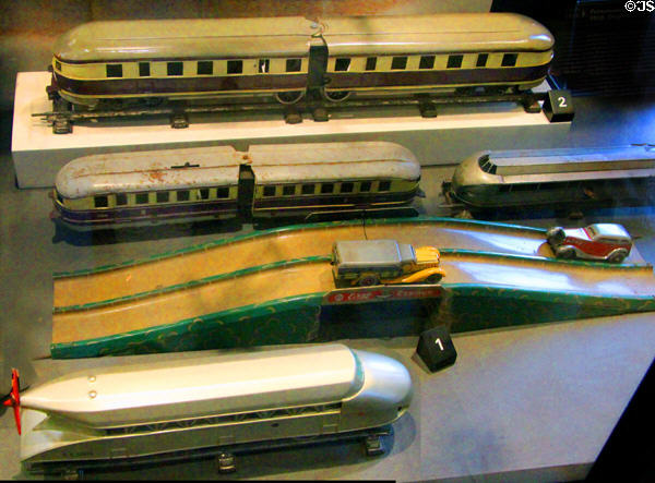 Streamlined toy trains (1930s) at German Museum of Technology. Berlin, Germany.