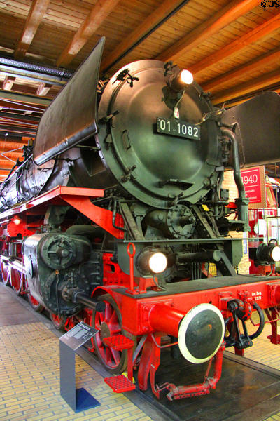 Heavy express train locomotive (1956) (former streamlined locomotive from 1939) at German Museum of Technology. Berlin, Germany.
