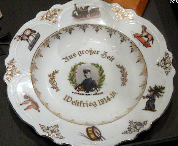 Souvenir porcelain plate from WWI (1915) at German Museum of Technology. Berlin, Germany.