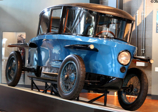 Front of Edmund Rumpler aerodynamic waterdrop car {1923} at German Museum of Technology. Berlin, Germany.
