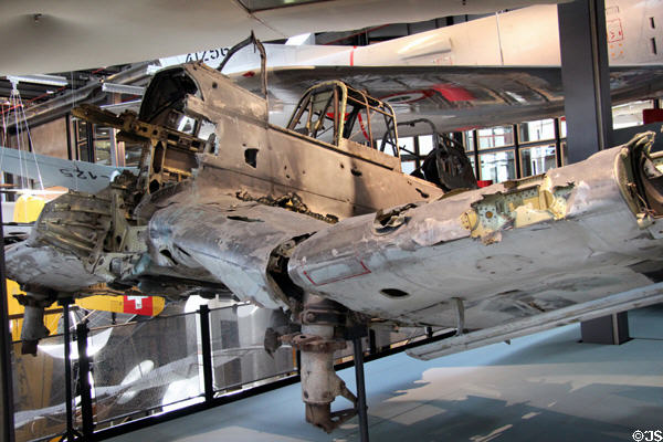 Remains of Junkers Ju87 Blitzkrieg dive bomber (1939) used siren to cause terror at German Museum of Technology. Berlin, Germany.