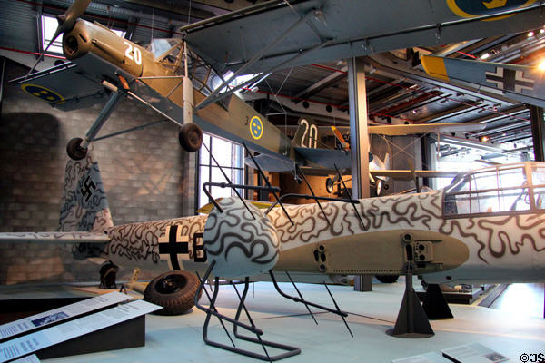 Junkers Ju88 fighter (1944) in snake-like camouflage at German Museum of Technology. Berlin, Germany.