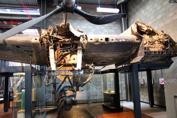 Remains of Avro Lancaster bomber wing (c1941) of British Air Force at German Museum of Technology. Berlin, Germany.