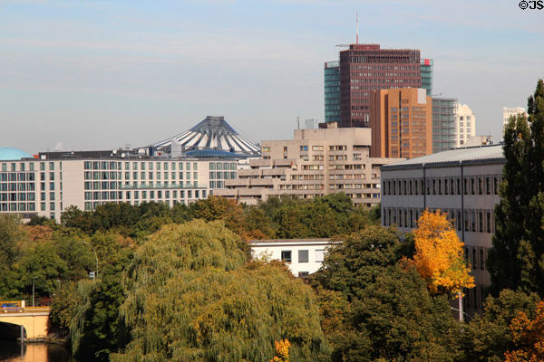 Berlin Sony Center conical roof & Potsdamer Platz highrises. Berlin, Germany.